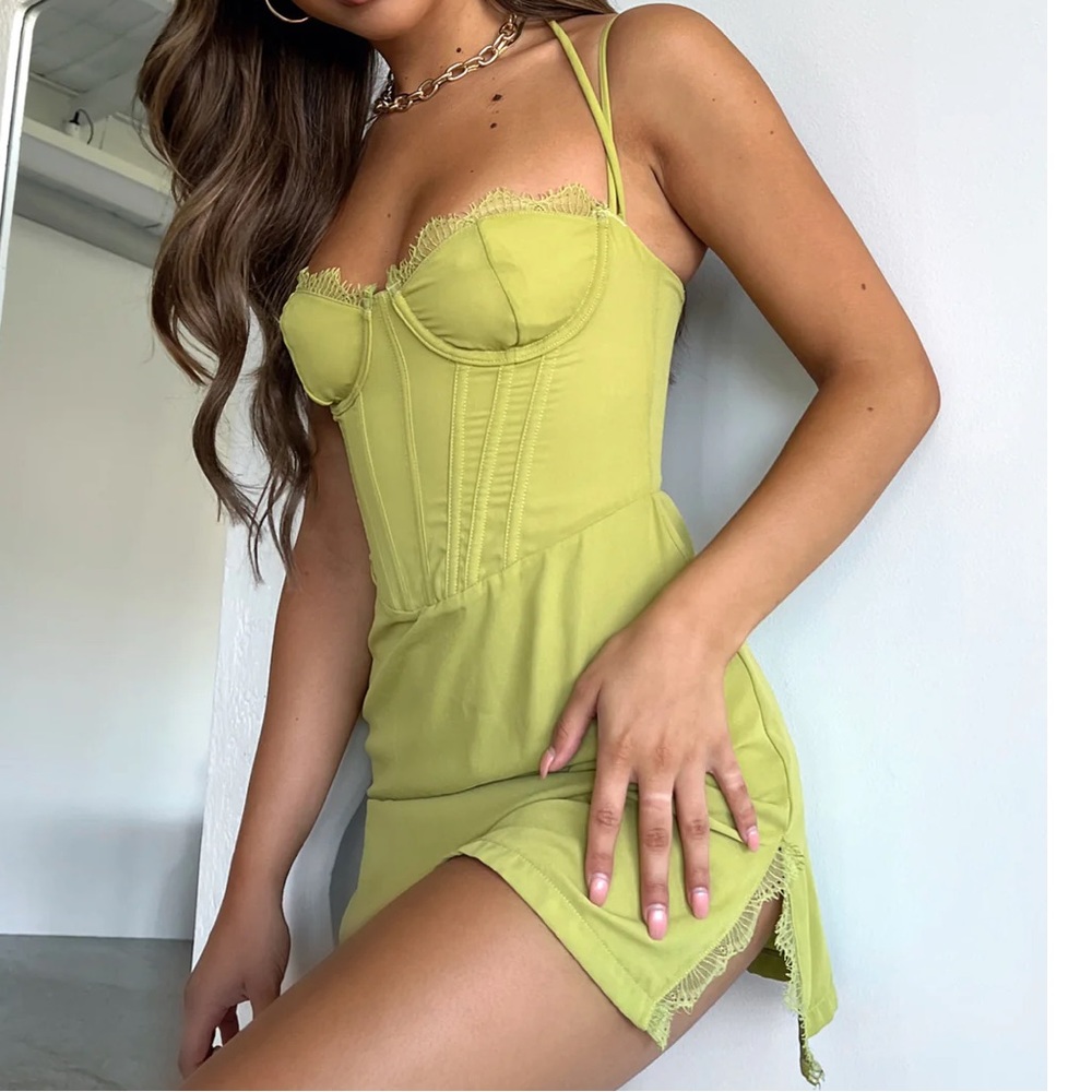 WHITE FOX BOUTIQUE move along mini dress matcha size M